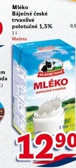 Trvanlivé mléko Báječné české Madeta - 1,5% polotučné