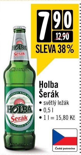 Pivo světlý ležák Šerák Holba