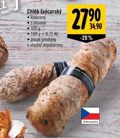 Chlebík švýcarský kroucený s olivami