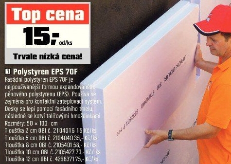 Isover Fasádní polystyren EPS 70F 2 cm bílý