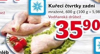 Čtvrtky kuřecí zadní mražené Vodňanské kuře
