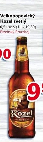 Pivo světlé výčepní 10°Velkopopovický Kozel