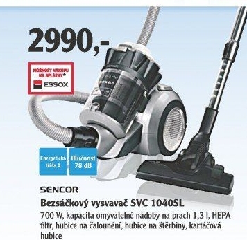 Bezsáčkový vysvavač SVC 1040SL Sencor