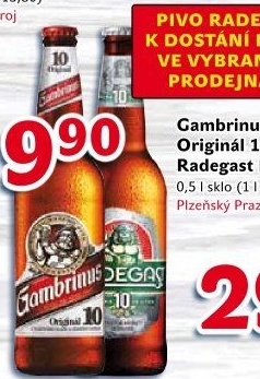 Pivo světlé výčepní Originál 10° Gambrinus