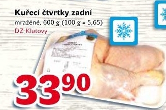 Kuřecí zadní čtvrtky mražené DZ Klatovy