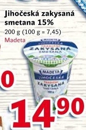 Smetana zakysaná Jihočeská Madeta 15%