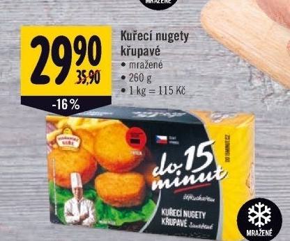 Nugetky kuřecí křupavé mražené Vodňanské kuře