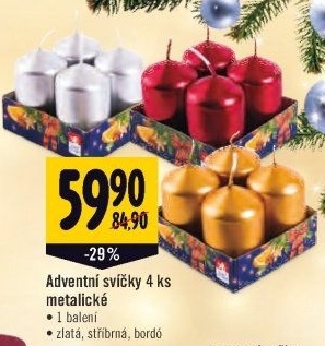 Svíčky metalické adventní