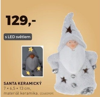 Santa keramický s LED světlem 13 cm - Kika nábytek akcniletaky.com
