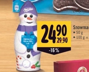 Čokoládový sněhulák Milka