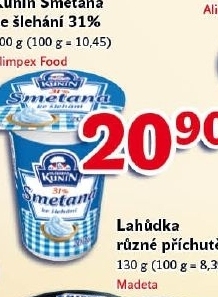 Smetana ke šlehání Kunín 31%