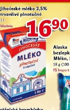 Trvanlivé mléko Jihočeské Madeta - 3,5% plnotučné