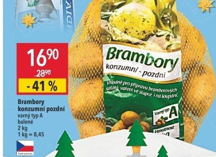 Brambory konzumní pozdní Bramko