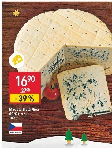 Sýr Niva zlatá Jihočeská 60% Madeta