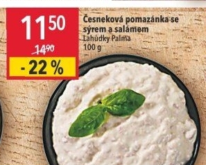 Česneková pomazánka se sýrem a salámem Lahůdky Palma