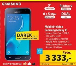 Mobilní telefon Samsung Galaxy J3 Dual Sim