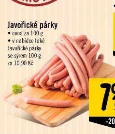 Párky javořické Kostelecké uzeniny