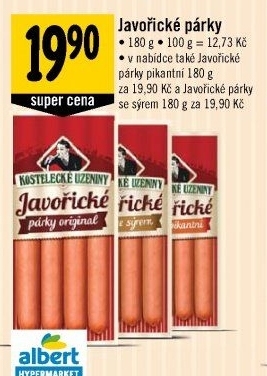 Párky javořické Kostelecké uzeniny