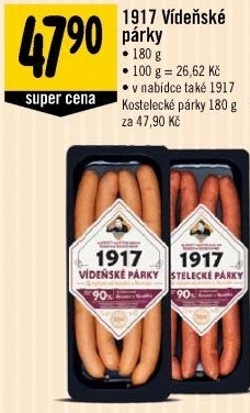 Párky vídeňské 1917 Kostelecké uzeniny