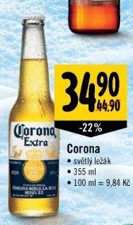 Pivo světlý ležák Corona Extra