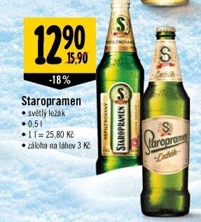 Pivo světlý ležák Staropramen
