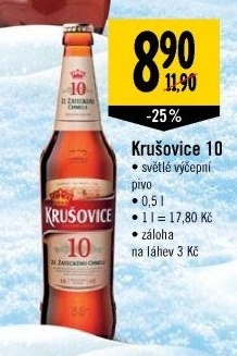 Pivo světlé výčepní 10° Krušovice