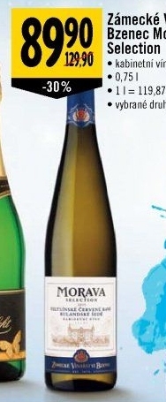 Vína Morava Selection Zámecké vinařství Bzenec - kabinetní
