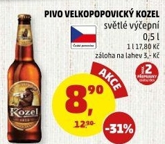 Pivo světlé výčepní 10°Velkopopovický Kozel