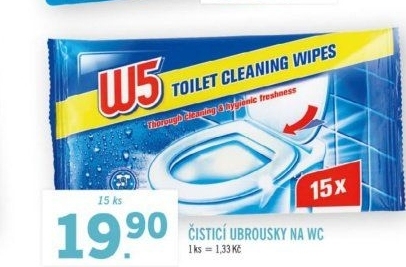 Čisticí vlhčené ubrousky na WC W5