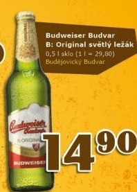 Pivo světlý ležák B: Original Budweiser Budvar