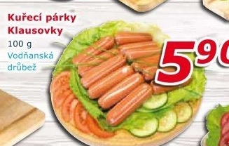 Párky kuřecí Klausovky Vodňanské kuře