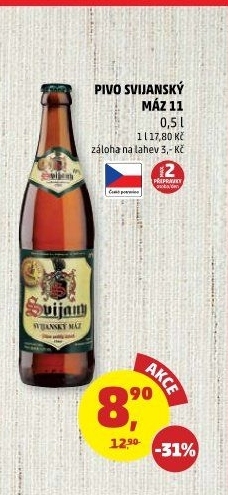 Pivo světlý ležák 11° Svijanský Máz Svijany