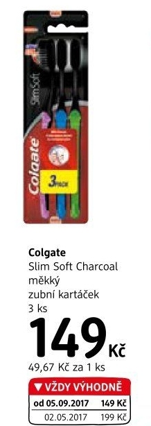 Kartáček na zuby Slim Soft Charcoal Colgate