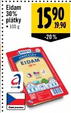 Sýr Eidam Jihočeský 30% Madeta