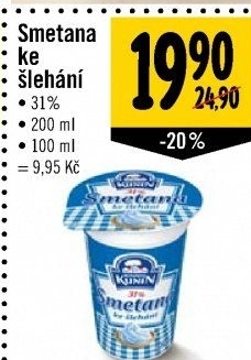 Smetana ke šlehání Kunín 31%