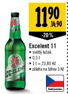 Pivo světlý ležák 11° Excelent Gambrinus