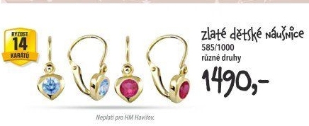 Dětské zlaté náušnice