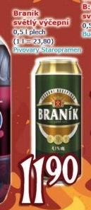Pivo světlé výčepní 10° Braník