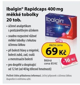 Tablety proti bolesti Rapidcaps Ibalgin Zentiva