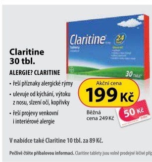 Tablety proti alergiím Claritine