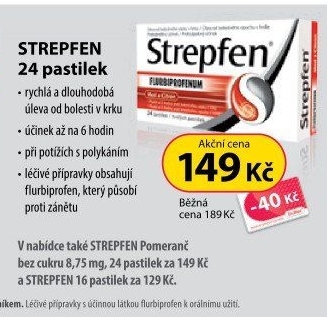 Pastilky proti bolesti v krku Strepfen