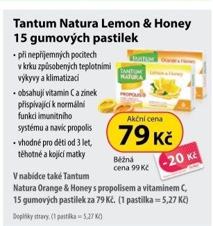 Pastilky proti bolesti v krku Tantum Verde Natura