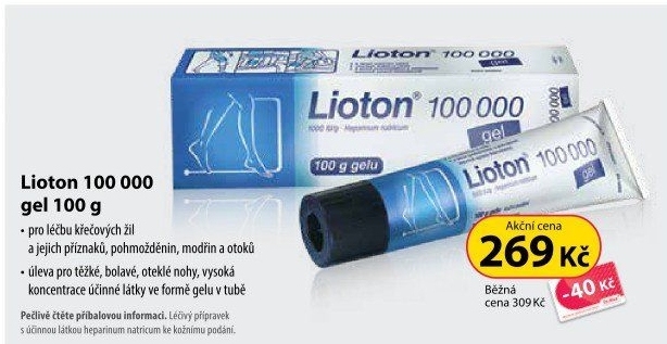 Gel na křečové žíly 100 000 Lioton