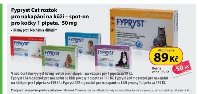 Prevence antiparazitní pro kočky Fypryst Krka
