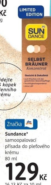 Samoopalovací přísada do pleťového krému Sundance
