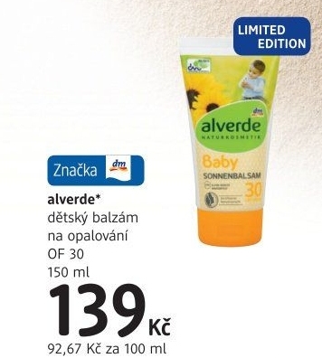 Balzám na opalování dětský OF 30 Alverde