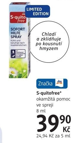 Sprej po bodnutí hmyzem free S-quito