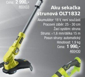 Aku sekačka strunová Ryobi OLT 1832