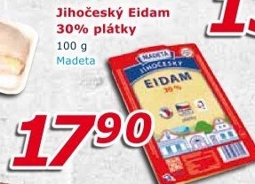 Sýr Eidam Jihočeský 30% Madeta