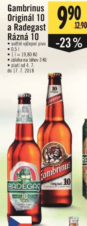 Pivo světlé výčepní Originál 10° Gambrinus
